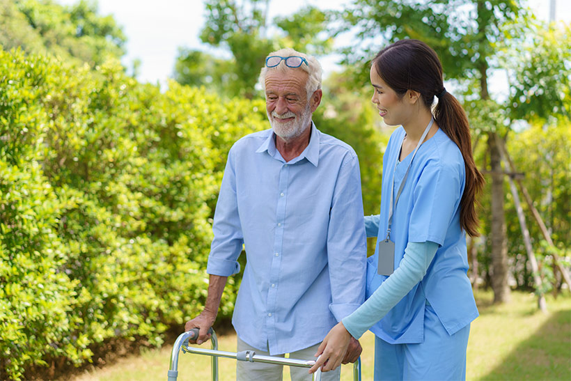 Elderly Man Enjoying His Vibrant Garden